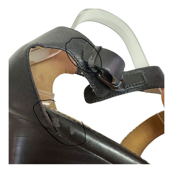 Sofft Pippa Black Wedge Sandals T Strap Ankle Strap Comfort Shoes - Picture 5 of 11